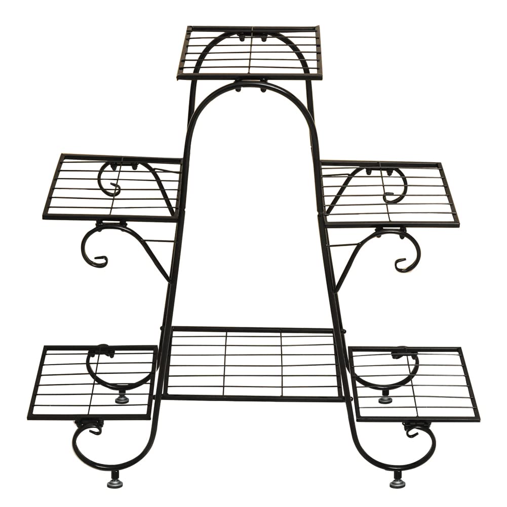 ROYAL SMEELA Soporte para Plantas de Hierro, Estantería para Macetas con 6Niveles Estantería Decorativa de Flores para Exterior Interior Jardín Puesto de Plantas Puesto de Flores