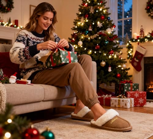 Slippers Women Men Ladies Fluffy With Memory Foam Warm Fuzzy Soft Winter House Outdoor Indoor Slip on Comfy Cosy Shoes - Image 3