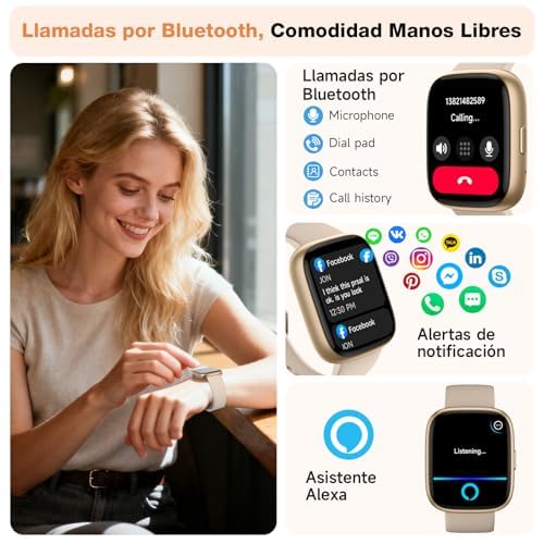 VRPEFIT Smart Watch for Women Men, Whatsapp Notifications, 1.83" HD Touchscreen with Bluetooth Calling, Heart Rate, Blood Oxygen, Sleep Monitor, 100+ Sports Modes, IP68 Waterproof for Android iOS — view 3