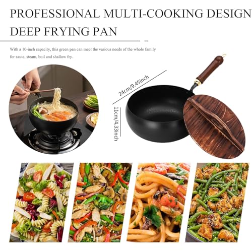 Wok de acero carbono con tapa de madera sin teflón miniatura 3