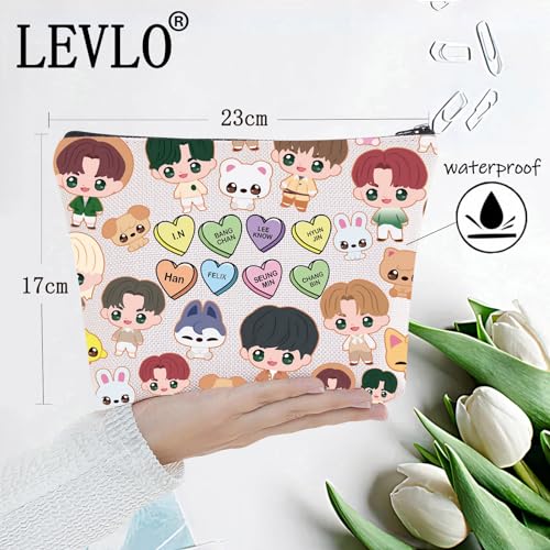 LEVLO Korean Group Stay Cosmetic Makeup Bag Stay Fans Gift Korean Group Cartoon Member Makeup Zipper Pouch Bag, SKZ Bag, Makeup Bag - Image 2