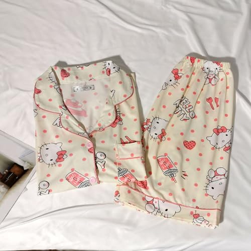 Cute Women's Pajama Sets, Cartoon Print Sleepwear Short Sleeve Shirt and Casual Short - 2 Piece2