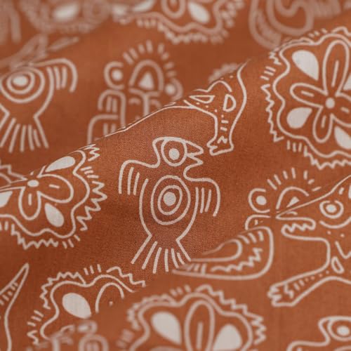 MT Certificado pop algodón arte primitivo marrón se vende por metro, 145 cm de ancho, 113 g/m², perfecto para vestido, camisa, falda, top, certificado OEKO-TEX.