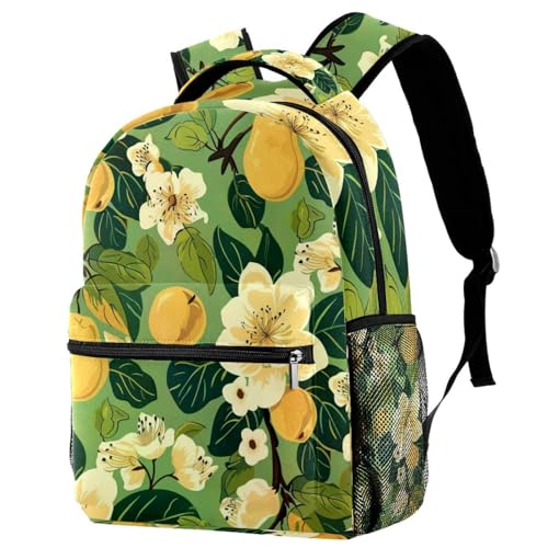 Sac à dos d'école imprimé fleurs de poire multicolore avec porte-bouteille pratique pour le campus
