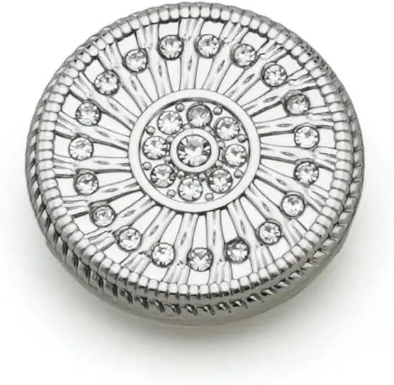 Metal Button with Crystal Rhinestones Sunburst Pattern and Beaded Edge for Coat Jacket Sewing Craft