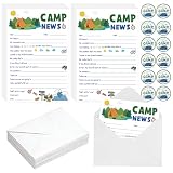 Lovarywow Camp Stationary for Girls Boys, 12 Pack Adventure Camping News Greeting Card with Envelopes Stickers Bulk, Summer Vacation Notecards Hiking Supplies for School Family (Colorful)