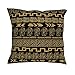 Gamoii Fundas de cojín de lino, funda de almohada de Egipto, India, Maya Print Pillow Case, funda de almohada con cremallera para coche, oficina, decoración, lino, blanco, 45 x 45 cm