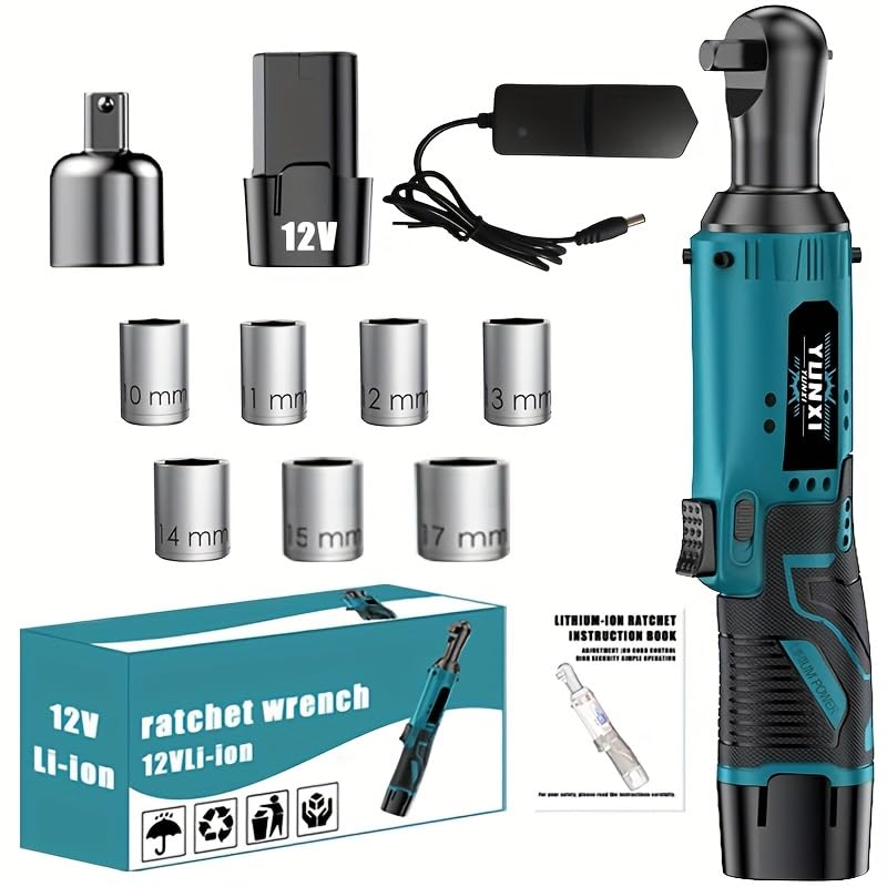 Wireless electric ratchet wrench set, brushless electric ratchet wrench, suitable for home and car repairs, a holiday gift for men, optional. (Battery*1 + Practical Accessories)