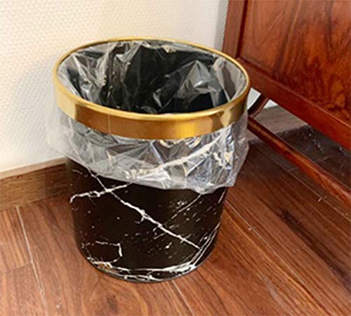 Caneca para basura negra de 10 litros, cuero PU, forma cilíndrica miniatura 5
