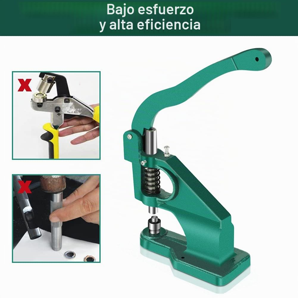 Kit de Ojales Manuales para Manualidades y Fabricación de Letreros 1500 Piezas con 3 Troqueles de 6 10 12 mm Alta Precisión y Fácil Uso