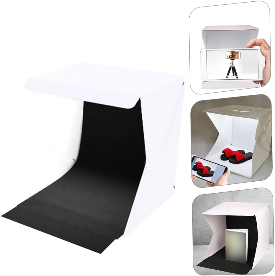 SECFOU Portable Folding Photography Light Box 30cm with LED Light Strip with Black and White Backgrounds for Product and Jewelry Photography