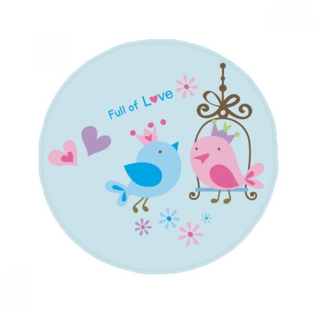 Tapis rond antidérapant pour salon et cuisine au motif oiseaux colorés 80 x 80 cm