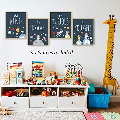 Image of CHDITB Unframed Outer Space Room Decor, Inspirational Space Art Print, Set Of 4(8 inch x10 inch ) Space Wall Art For Boy Room Decorations, Kids Picture Planets Canvas Posters For Kids Bedroom Nursery Decor