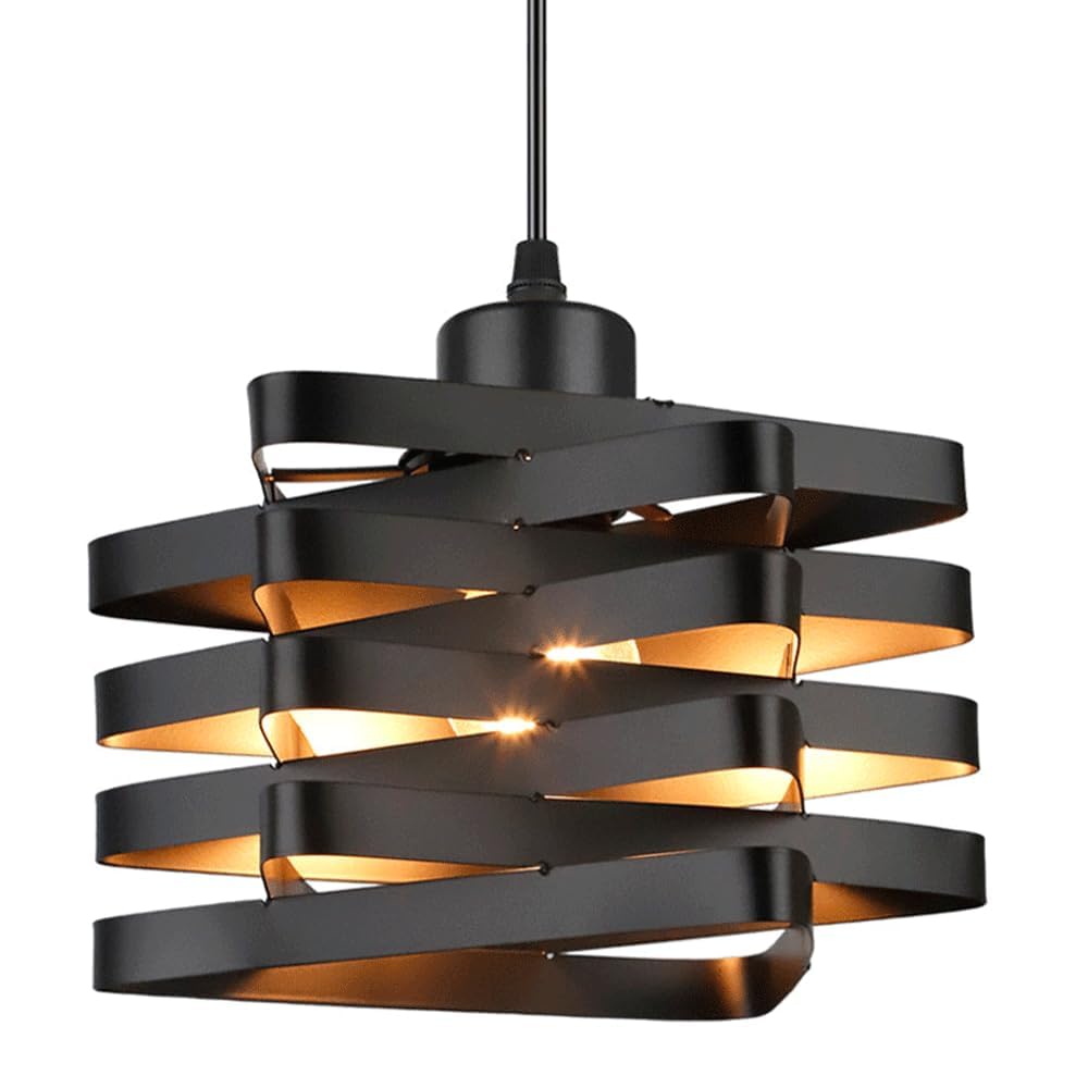 LANTANB Nordic Industrial Style Chandelier, E27 Screw Single Hanging Light, Personalized Wrought Iron Pendant Lamp Lampshade, Restaurant Bar Farmhouse Decoration Light Fixtures