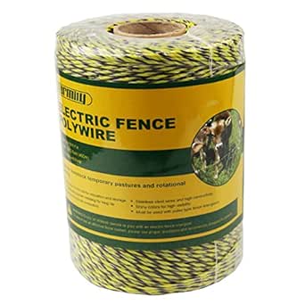 Carrete de alambre para valla eléctrica portátil Farmily; fácil de instalar, reparar, cortar y enrollar, Amarillo y negro