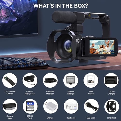 WIKICO Video Camera, 8K Camcorder 48MP Vlogging Camera for YouTube 18X Digital Zoom 3” Touch Screen with WiFi, External Mic, Fill Light, Remote Control, 32GB SD Card & 2 Batteries by WIKICO - Image 7