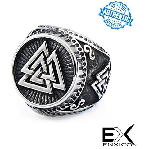 ENXICO Odin's Symbol The Valknut Ring 316L Stainless Steel Norse Scandinavian Viking Jewelry (7) Cover