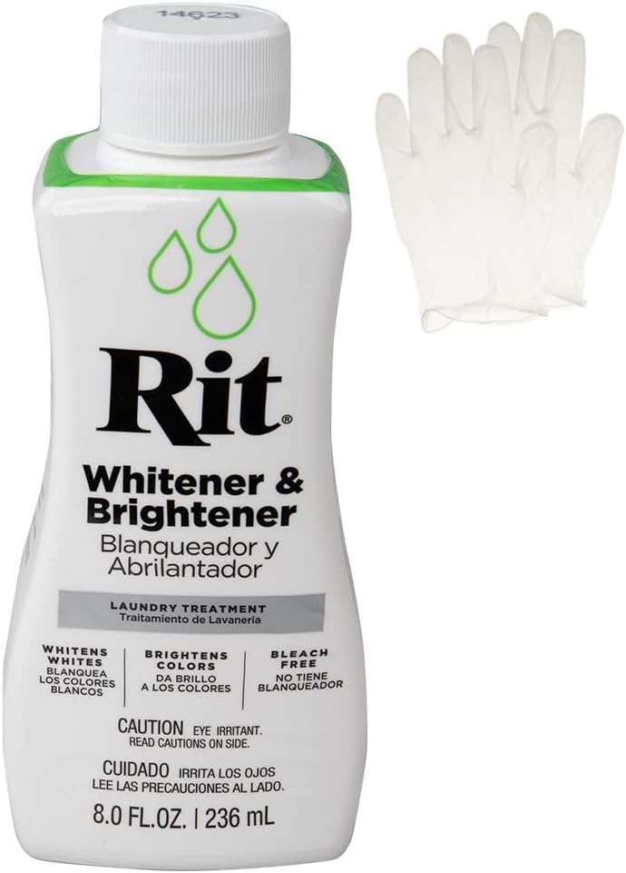 Rit Dye – Liquid Fabric Dye for Crafting, Clothing, and Décor – 8 oz. Bottle – Whitener & Brightener