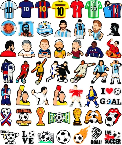 creekrock 50Pcs Soccer Shoe Charms Ideal Gift for Soccer Lovers Soccer Sports Shoe Decoration Charm Accessories for Kids Boys Girls