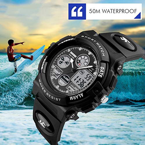 Image of Dayllon Boys Watch,Kids Watch for 5-15 Year Old Boys,Digital Sport Outdoor Multi Function Waterproof with LED Alarm Calendar Analog Watch for Kids Gifts