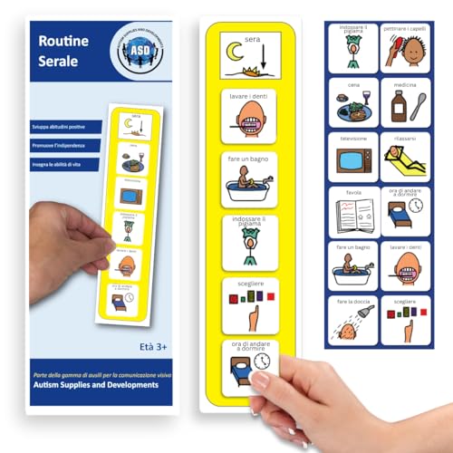 Routine Serale Agenda Visiva Bambini Autismo – 12 Flashcards - Italiano – CAA Giochi Montessori e Educativi – Ludattica - Regali per Autist