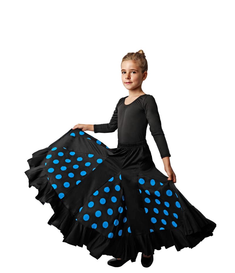 Dysmad Costumizate! Falda de Flamenco para niñas. Flada con un Volante y Lunares con Colores a Elegir. (12, Azul)