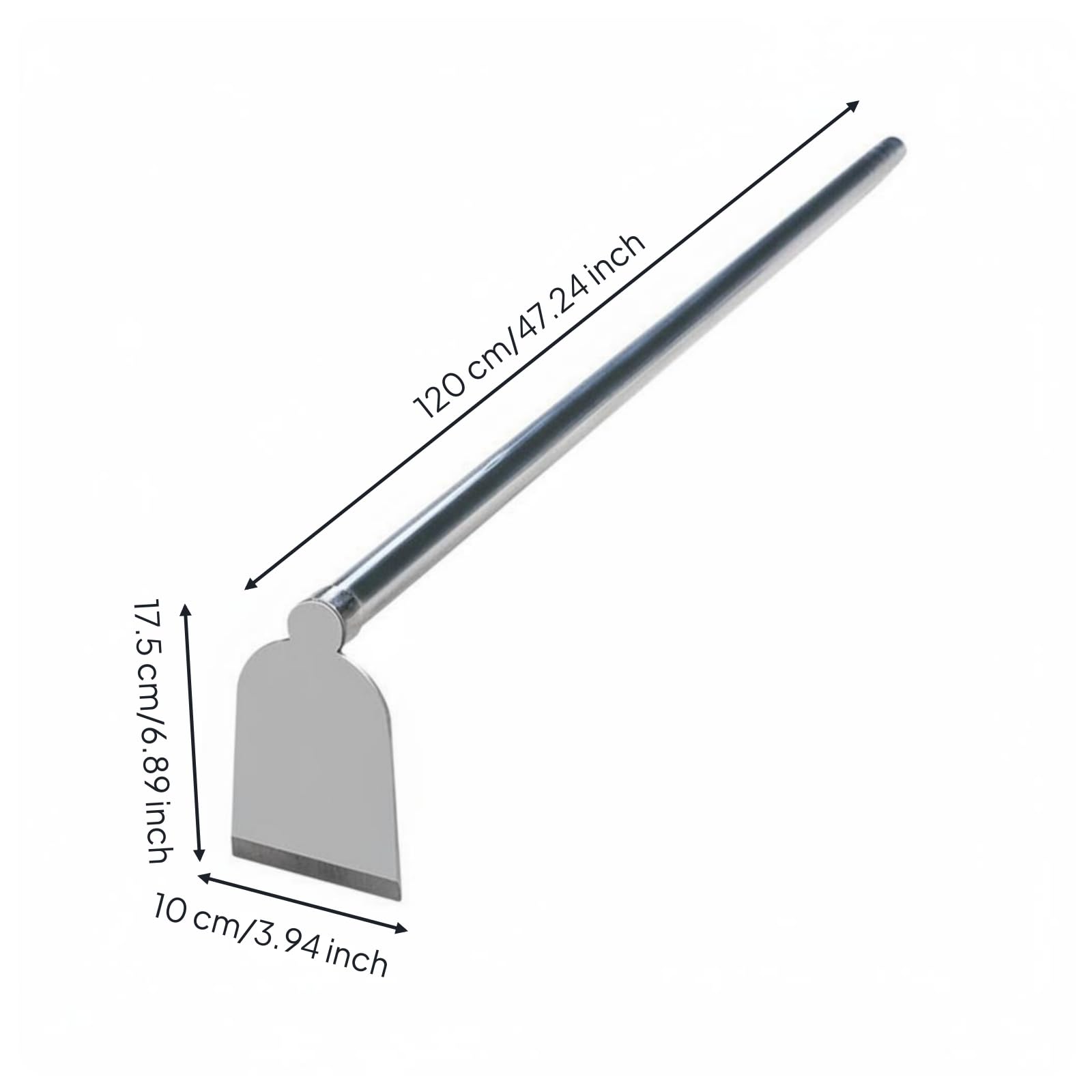 Herramienta de Jardinería de Mango Largo Gruesa Herramienta Jardinería Acero Inoxidable para Jardín, 10219-Acero Inoxidable De 10 Cm De Ancho, Azada Estrecha De Acero Completo De 1.2 Metros