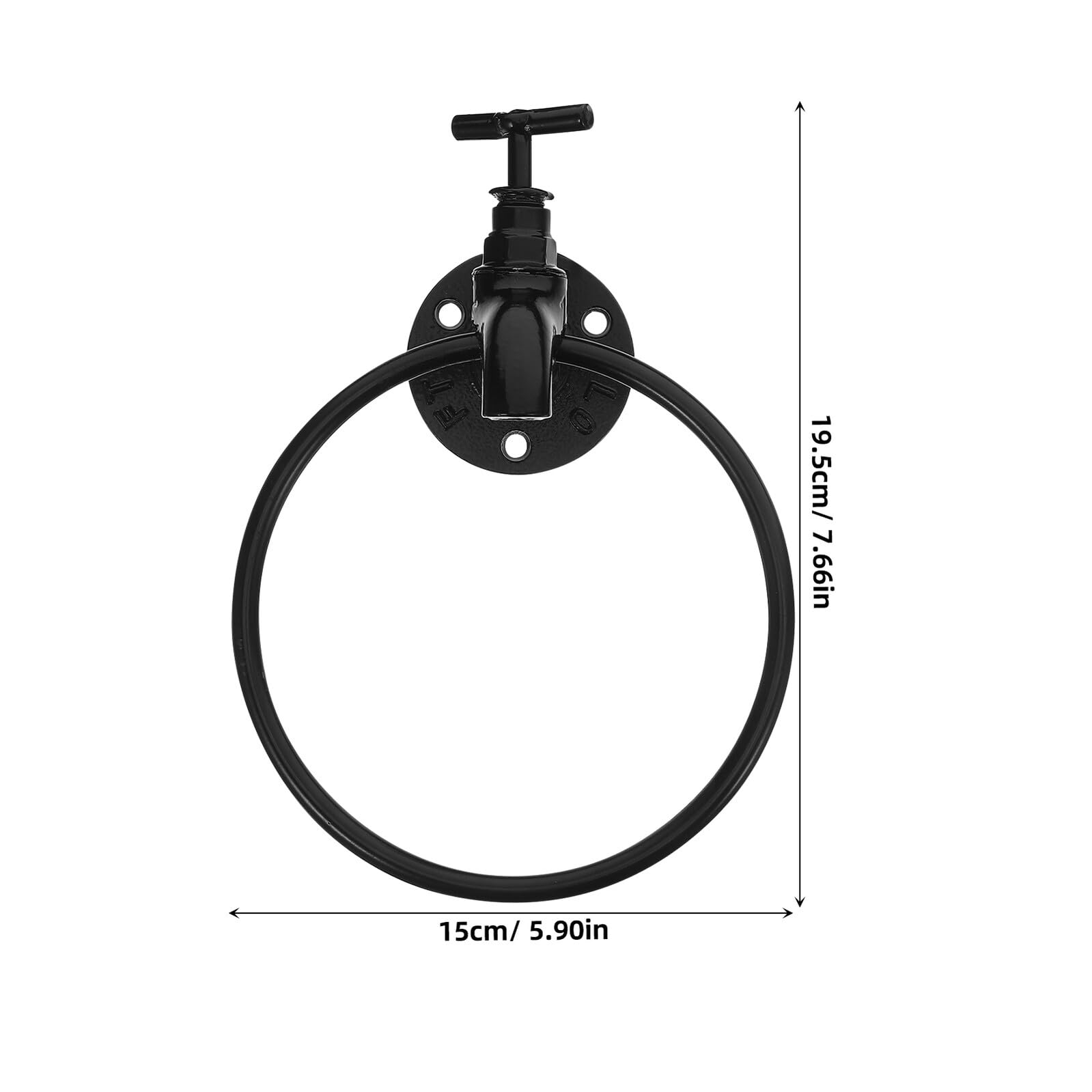 Toallero de hierro negro resistente, diseño único de grifo, soporte de pared rústico para baño y cocina, resistente a los arañazos, toallero de estilo industrial