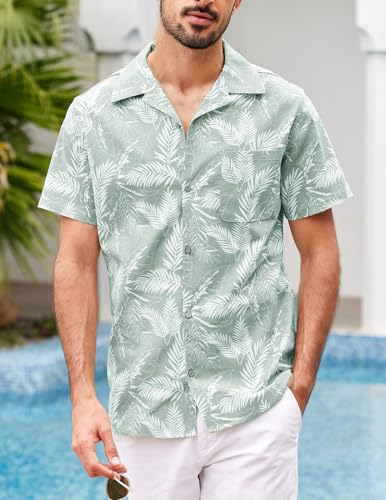 Image of Men's Hawaiian Shirt Tops Vintage Short Sleeve Button Down Beach Shirt Male Tropical Floral Summer Pullover Party Holiday