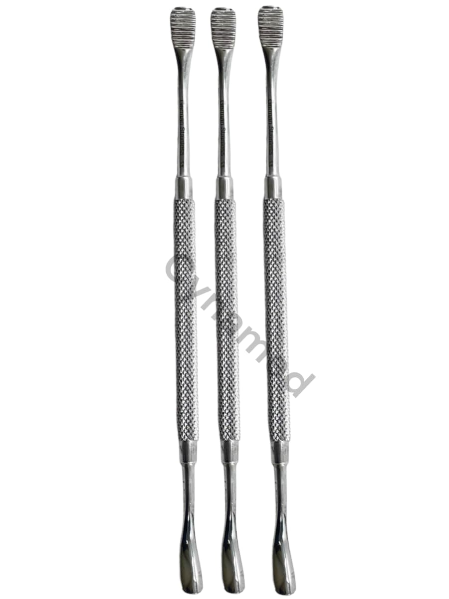 3 Pack - Dental Bone File Handpiece, Double-Ended Knurled Grip Howard Bone File #12 - Dental Stainless Steel Instruments