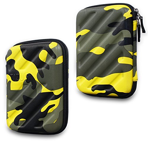 Image of Tizum Portable Electronic Travel Gadgets & Accessories Organizer Multipurpose Pouch, Rugged Travel Friendly (Camouflage Yellow)