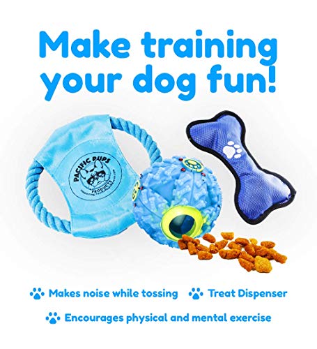 Pacific Pups Products supporting PacificPupRescue.com - 18 Piece Dog Toy Set with Dog Chew Toys, Rope Toys for Dogs, Plush Dog Toys and Dog Treat Dispenser Ball - Supports Non-Profit Dog Rescue