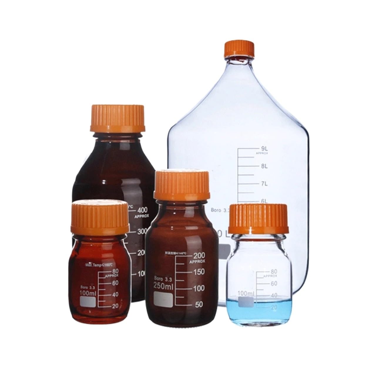 Butelka na odczynniki, GG-17 Szklana Butelka na Odczynniki Brązowa i Przezroczysta 100-1000 ml Zakrętka Szkło Laboratoryjne(1000ml TP Glass)