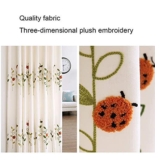 Cortinas de media cocina bordadas a mano con lino y algodón natural para ventanas cortas 8