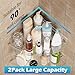 Durmmur 2 Pack Acrylic Corner Shower Caddy, Clear Corner Shower Shelf with 4 Hooks, Adhesive Wall Mounted Bathroom Shower Shelf Organizer for Inside Shower & Kitchen Storage