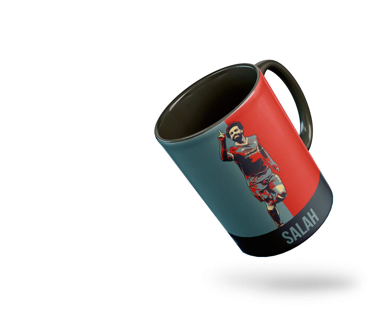 Tee Mafia Designer Salah 3 Tone Black Mug with Print | Football Coffee Mug | for Your Friends| Salah Best Wishes | 330 ml, Microwave & Dishwasher Safe|Liverpool Coffee Mug NM-128-SALAH-1