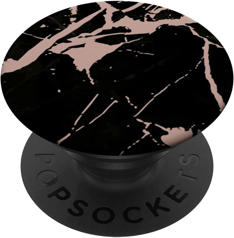Phone Grip Marbled Black And Golden Rose Pink PopSockets PopGrip: Swappable Grip for Phones & Tablets PopSockets PopWallet for MagSafe