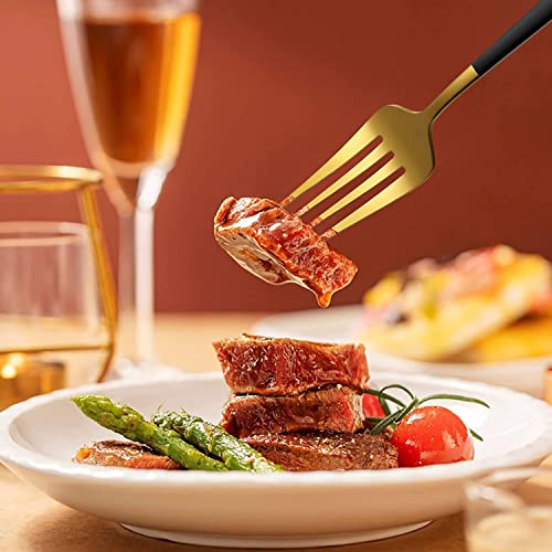 MODUS Talheres 24 Peças Aço Inox Faqueiros Com Colher Facas Garfo (Ouro Preto 24Peças)