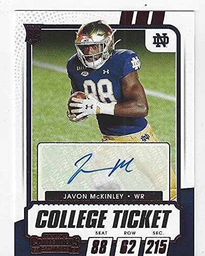 Javon McKinley Autographed Rookie Card College Ticket Special Insert Collectible Football Card - 2021 Panini Draft Pick Contenders Football Card #323 (Detroit Lions) Free Shipping