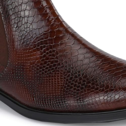 Image of San Frissco Croco Textured Textured Synthetic Upper Cushioned Footbed /Comfortable Fashionable Flexible for Men - (Brown)