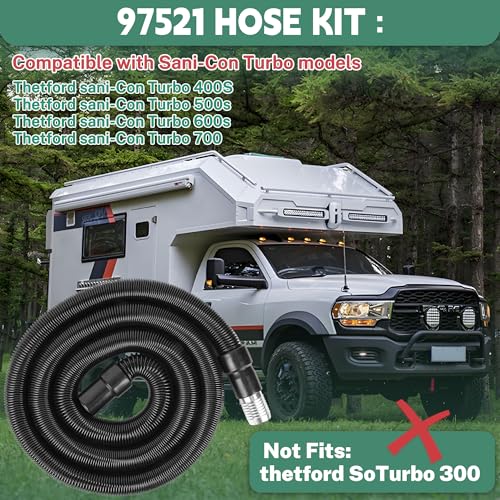 Image of 97521 28 FT RV Macerator Hose Kit(9FT Collapsed), 1-1 /2 Inch Retractable RV Sewer Hose for Thetford Sani-Con Turbo 400S 500S 600S 700S, Waste Water Sewage Hose with Quick-Connect Fittings