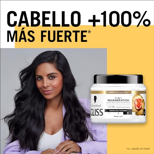Miniatura 3 de Schwarzkopf Gliss Mascarilla Total Repair para cabello seco, 400 ml, Gama reparación (Paquete de 2)
