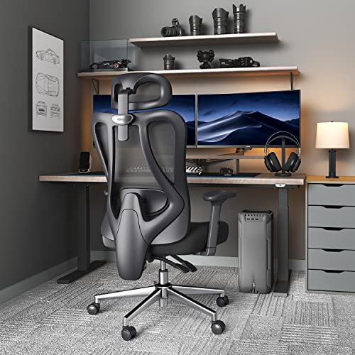 Hbada Ergonomic Office Chair With Adjustable Lumbar Support, Desk Chair For Big And Tall People With Adjustable Headrest, Swivel Computer Chair With Pu Wheels, Backrest Tilt And Lock Any Angle Black #TOP7
