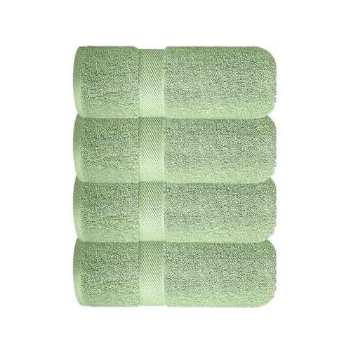 Image of Sulfar 100% Combed Cotton, Quick Drying Highly Absorbent, Luxury Hand Towel Set (Pack of 4, 40 X 70 cm) Nature Green