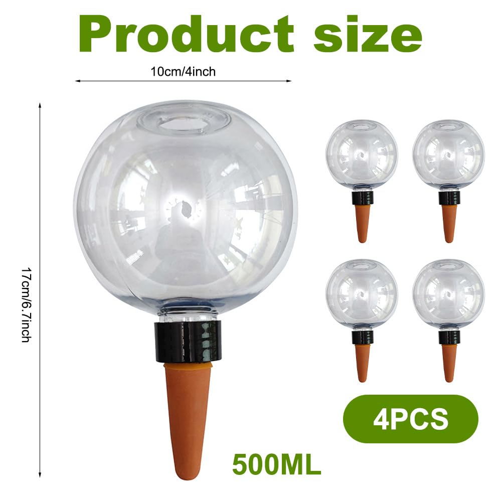Lot de 4 boules d'eau pour plantes - Arrosage automatique des plantes - Distributeur d'eau pour l'arrosage automatique des chambres, balcons et plantes de jardin - Transparent