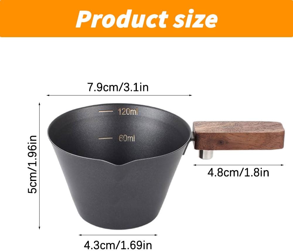 Kytpyi Measuring Cups, Espresso Shot Glass, 120mL Stainless Steel Measuring Cups with V-spout Wooden Handle Scale Mark for Coffee Drinks, Small Minimalist Espresso Measuring Cup for Home Cafe (Black) 7 513U6trkPVL. AC SL1000