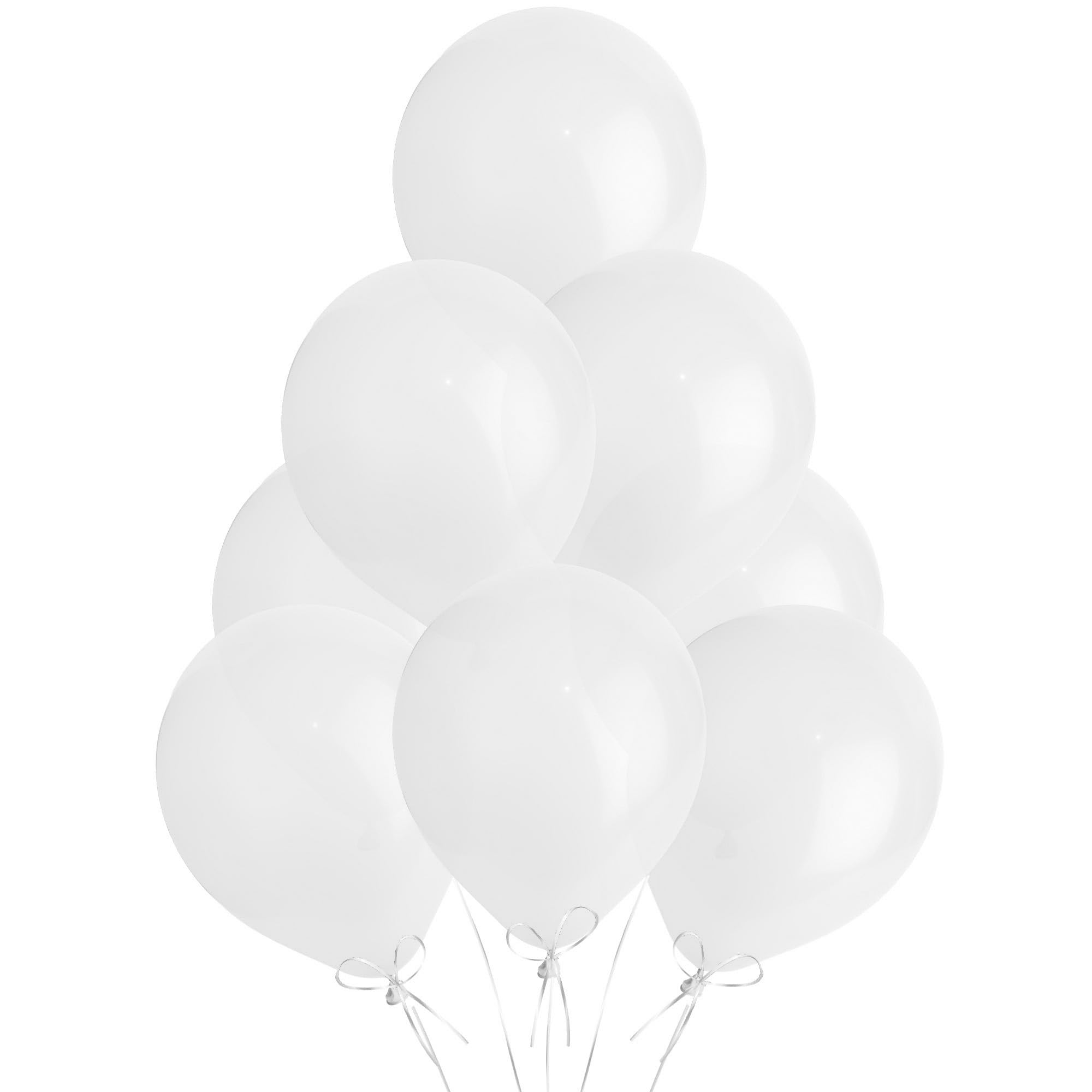 Metallic White Balloons 50 Pack, Large 12 Inch Thick Latex Biodegradable Helium Party Balloons for Birthday, Wedding, Baby Shower, Valentine's Day Events Decoration for Balloon Arch Garland