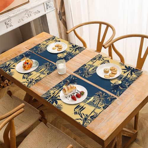 Set de table lavable et facile à nettoyer pour salle à manger, 8 napperons lin - 6