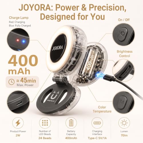 Image of Magnetic Selfie Light for Phone - Foldable Light with 180 Rotation, Comes with Adhesive Metal Ring for Android, 3 Color Modes for Night Shoots, Vlogs, Reels & Video Calls (Black)