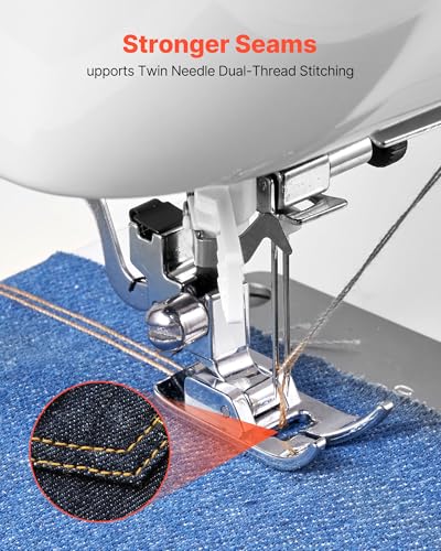 Image of VEVOR Computerized Sewing Machine, 60 Stitch Applications, with LED Screen, Foot Pedal and LED Light, Heavy-Duty Metal Frame, Digital Sewing Machine with Powerful Motor for Crafts and Mending